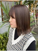 10代20代切りっぱなしボブ×ハイライト×グレージュ