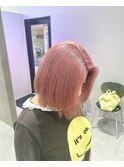 ピンクカラーチェリーピンクハイトーンダブルカラーボブ成増