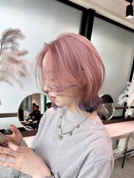 シンシェアサロン 原宿店(Qin shaire salon) 外ハネ ピンクボブ エンドカラー