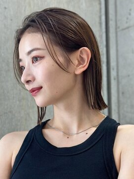 サンク 原宿 表参道(cinq) 表参道オリーブグレージュブリーチなしダブルカラーショートボブ