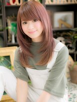 カバーヘア ブリス 大宮西口(COVER HAIR bliss)&nbsp;ピンクカラー斜めバング前下がり透け感ロングh大宮20代30代40代!