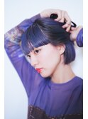 ブルー　バイオレット　ワイドバング　ボブ