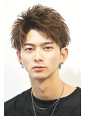 アップバング ショート カジュアル ツーブロック 束感