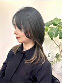 インナーハイライトウルフカット　天六インナーカラー