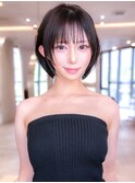 20代30代大人かわいい黒髪韓国顔まわりレイヤーボブ