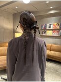 三つ編み/個性派/2次会ヘアセット/アレンジ