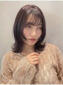 レイヤーボブ/ハッシュボブ/ダークブラウン/顔周り/くびれヘア