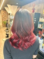 ルーナヘアー(LUNA hair) レッドグラデーションカラー/巻きスタイル/推しカラー/10代20代