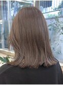 ブリーチなしダブルカラーヘーゼルベージュブラウン鎖骨ボブ夏