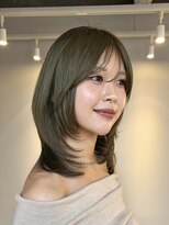 ヌープヘアーアイス(NUUP.hair ici)&nbsp;大人可愛いレイヤーカット/オリーブベージュ/透明感/夏カラー