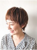 ＊＊フルバングショートマッシュウルフ×オレンジカラー＊＊