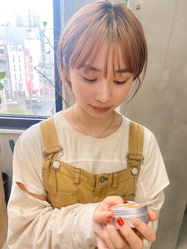 テトヘアー(teto hair) ボブ清楚前髪ありシースルーハイトーン暖色系ベージュオレンジ