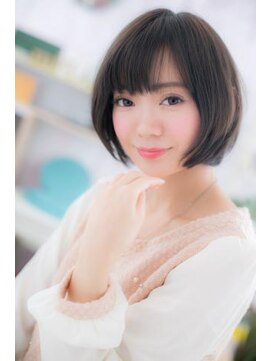 ヘアアンドビューティー ミック(Hair & Beauty miq) 黒髪ダークアッシュでナチュラル小顔前下がりボブc1