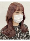 旬髪色艶ボルドープレミアムカラー前髪カール