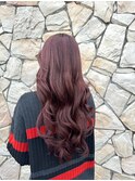 チェリーレッド×韓国風レイヤーカット