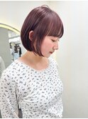 ピンクラベンダー美髪外ハネボブイメチェンホワイトブロンド