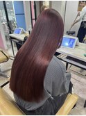 レイヤーカットワインレッド髪質改善トリートメント
