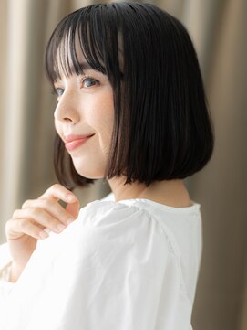 モッズヘア 越谷(mod's hair) リタッチカラー前下がり黒髪切りっぱなしボブ317Z越谷30代40代