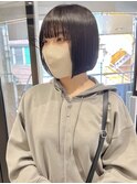 村上/就活生おすすめ！フェイクブラックカラー切りっぱなしボブ