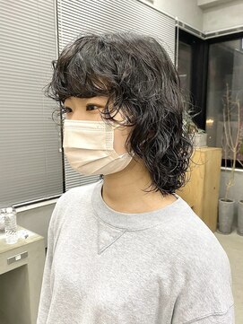 テトヘアー(teto hair) マッシュウルフボブ　スパイラルパーマ　くるくる　くせ毛風