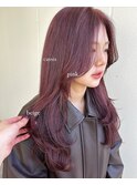 柔らかめピンク&韓国風ザクザクレイヤーカット