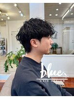 ブルー(blue)&nbsp;波巻き×ツイスパ　ノーパートマッシュスタイル