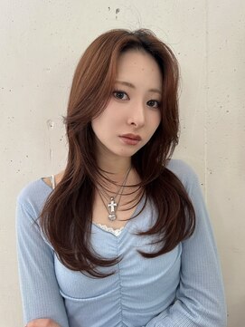 ビーチ(BEACH) レイヤーカット/韓国ヘア/小顔/前髪長め/ココアベージュ/黒髪