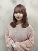 ピンクベージュ＊ミディアムレイヤー