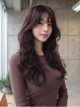 ノラ シブヤ(NORA) s5ハッシュカットミディアムレイヤーワインレッドボルドーカラー