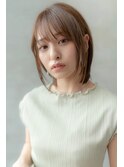 大人かわいい前髪セシルカットココアブラウンフリンジウェーブ