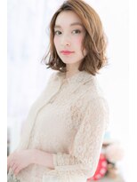 ミック ヘアアンドメイク アップ 駒込店(miq Hair&Make up)&nbsp;くせ毛風ラフウェーブで…フェミニンかきあげボブb1