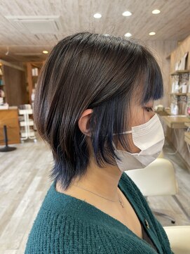 エムロード 深草店 インナーカラー　ブルー