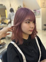 フレア(FLAiR) ブリーチ必須透明感ピンクカラーコテ巻きスタイル