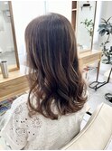 マットブラウン☆外はねセミロング/ダメージレスカラー