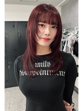 ランズ リアオオサカ(LANDS RiaOSAKA) カシスピンク レイヤーカット 【韓国ヘア 大阪 梅田】