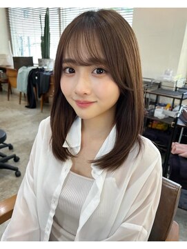 ガーデン 渋谷(GARDEN) 黒髪ボブルフネビージュワンレンくびレイヤーミディアムヘア