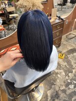 チャプター 問屋町(chapter) ケアブリーチネイビーブルーカラータッセルボブカット韓国ヘア