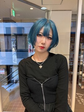 ソワンドゥ ブレス カルム 西中島店(soin de brace calme) ペールブルー×ショートウルフ