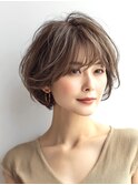 大人ショートレイヤー白髪ぼかし脱白髪染め40代50代60代原宿