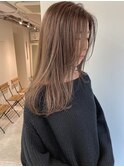 パールベージュ_ココアブラウン前髪クリアカラーシアカラー