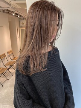 ヌイ 横浜(nui) パールベージュ_ココアブラウン前髪クリアカラーシアカラー