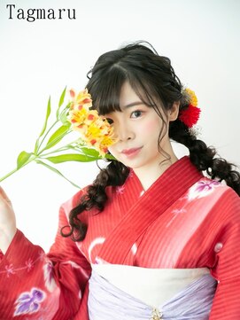 タグマル 浴衣スタイル☆ツインの編みおろしスタイル☆