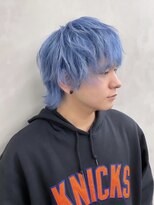 ガルテ(GARTE)&nbsp;メンズウルフ/ハイトーンウルフ/水色カラー/メンズカット