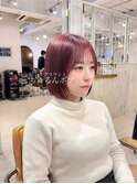ピンクブラウン/ブリーチカラー/おさまるボブ/内巻きボブ
