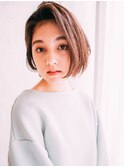 前髪なし大人ひし形ボブ