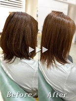 ツクル(TSUKURU) ビフォーアフター30代40代50代艶カラー白髪染め大人可愛いミディ