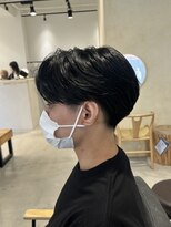 ビューバイネオリーブ 用賀店(Beau'r by neolive) ブルーブラックフェザーパーマ刈り上げセンターパート《用賀》