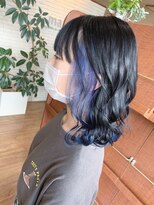 if&nbsp;ブルーブラック×ブルー×インナーカラー/イヤリングカラー