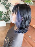 ブルーブラック×ブルー×インナーカラー/イヤリングカラー