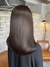 ヘアーアートシフォン 川口東口店(hair art chiffon) ハイライトカラーのアプリコットオレンジのフェミニンロング